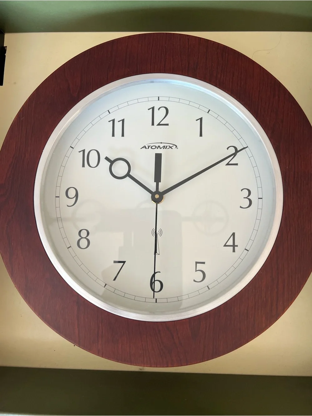 Classic Wood-Frame Wall Clock in Brown and White